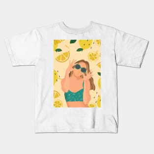 Tropical Summer Lemons Illustration Kids T-Shirt